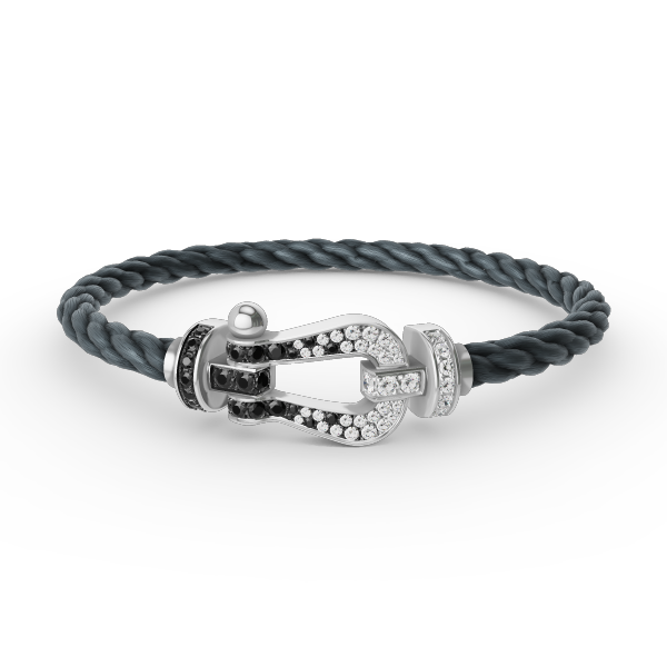 [Vera Jewelry]FORCE LARGE HORSESHOE BLACK WHITE DIAMOND BRACELET SILVER