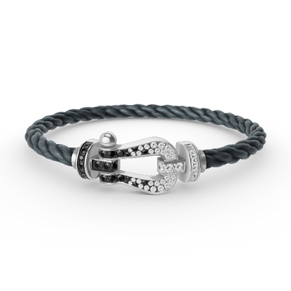 [Vera Jewelry]FORCE LARGE HORSESHOE BLACK WHITE DIAMOND BRACELET SILVER