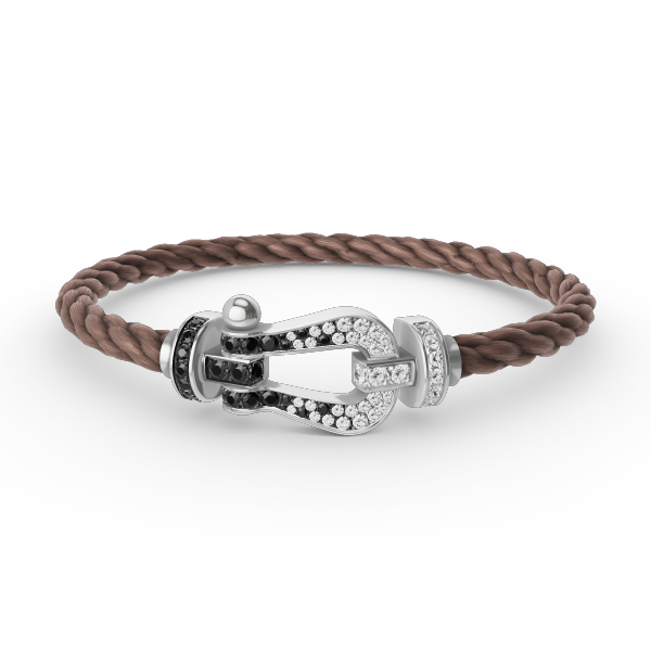 [Vera  Jewelry]FORCE LARGE HORSESHOE BLACK WHITE DIAMOND BRACELET SILVER