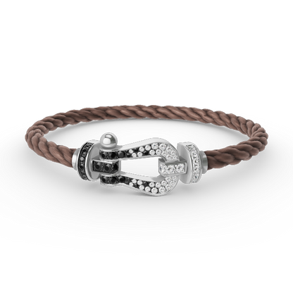[Vera  Jewelry]FORCE LARGE HORSESHOE BLACK WHITE DIAMOND BRACELET SILVER