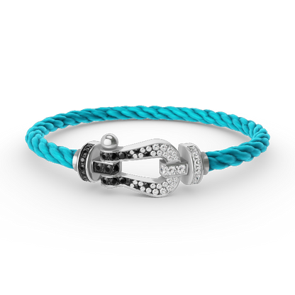 [Vera Jewelry]FORCE LARGE HORSESHOE BLACK WHITE DIAMOND BRACELET SILVER