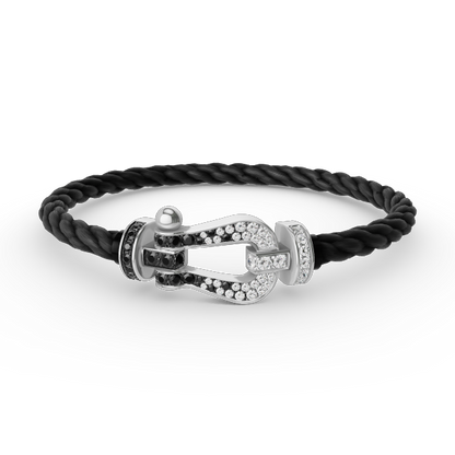 [Vera Jewelry]FORCE LARGE HORSESHOE BLACK WHITE DIAMOND BRACELET SILVER