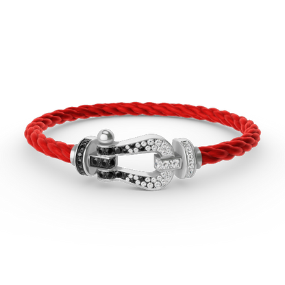 [Vera Jewelry]FORCE LARGE HORSESHOE BLACK WHITE DIAMOND BRACELET SILVER