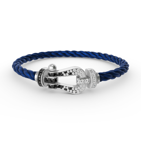 [Vera Jewelry]FORCE LARGE HORSESHOE BLACK WHITE DIAMOND BRACELET SILVER