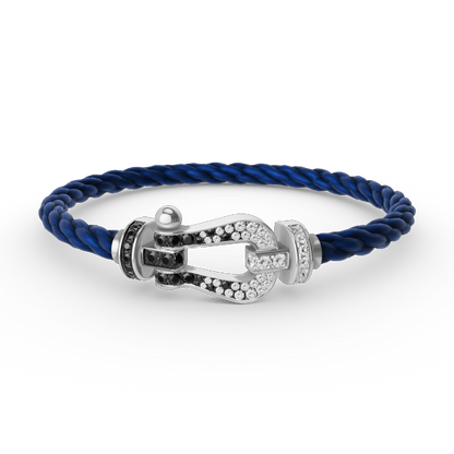 [Vera Jewelry]FORCE LARGE HORSESHOE BLACK WHITE DIAMOND BRACELET SILVER
