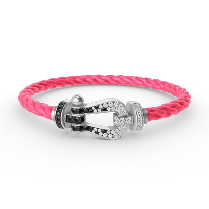 [Vera Jewelry]FORCE LARGE HORSESHOE BLACK WHITE DIAMOND BRACELET SILVER