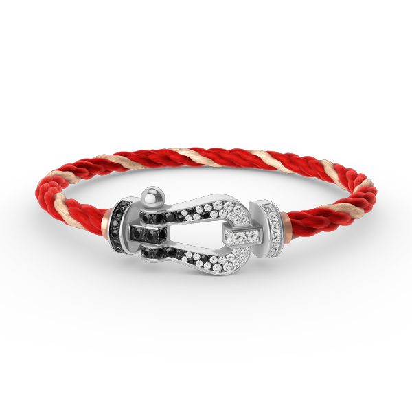 [Vera  Jewelry]FORCE LARGE HORSESHOE BLACK WHITE DIAMOND BRACELET SILVER