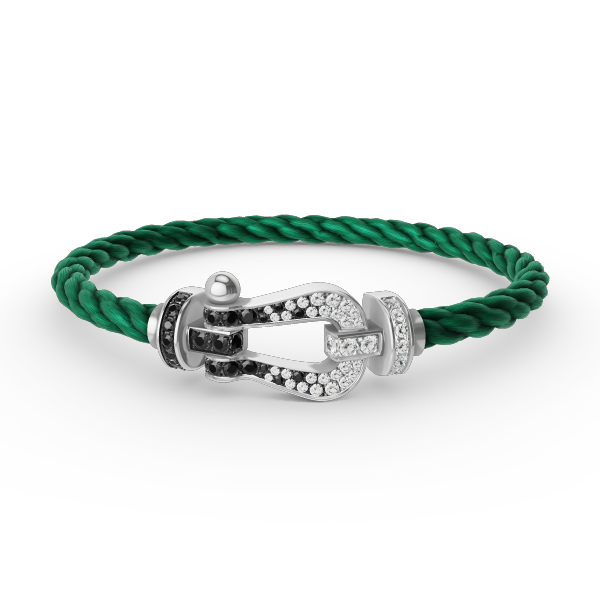 [Vera  Jewelry]FORCE LARGE HORSESHOE BLACK WHITE DIAMOND BRACELET SILVER