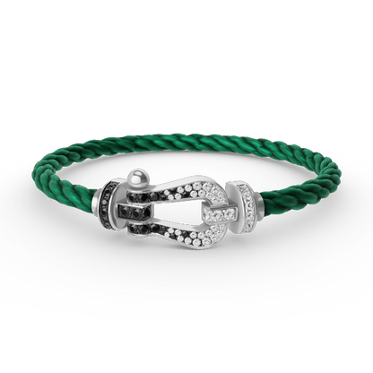 [Vera Jewelry]FORCE LARGE HORSESHOE BLACK WHITE DIAMOND BRACELET SILVER