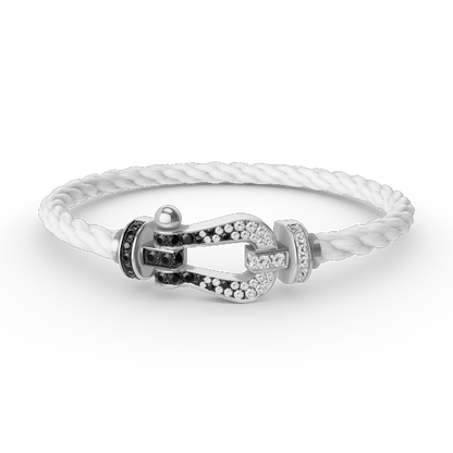 [Vera Jewelry]FORCE LARGE HORSESHOE BLACK WHITE DIAMOND BRACELET SILVER