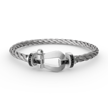 [Vera Jewelry]FORCE LARGE HORSESHOE BLACK DIAMOND BRACELET SILVER