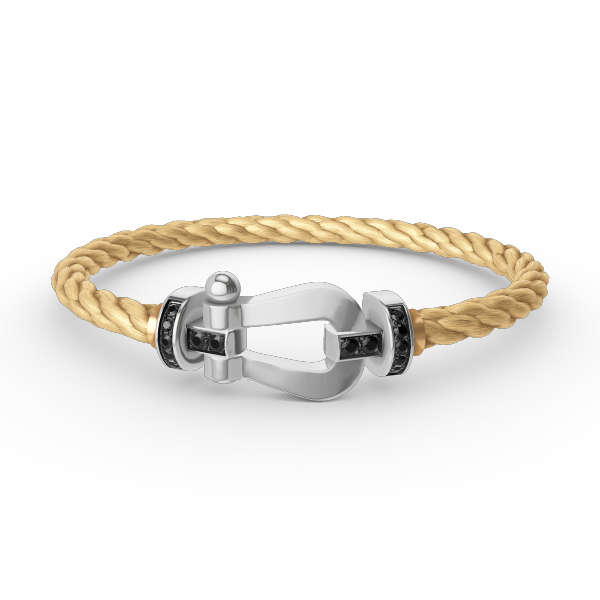 [Vera  Jewelry]FORCE LARGE HORSESHOE BLACK DIAMOND BRACELET SILVER