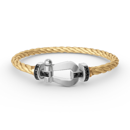 [Vera  Jewelry]FORCE LARGE HORSESHOE BLACK DIAMOND BRACELET SILVER