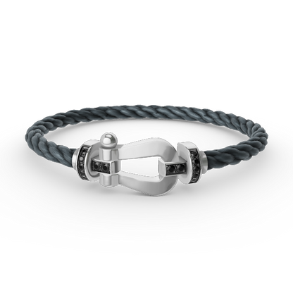 [Vera Jewelry]FORCE LARGE HORSESHOE BLACK DIAMOND BRACELET SILVER