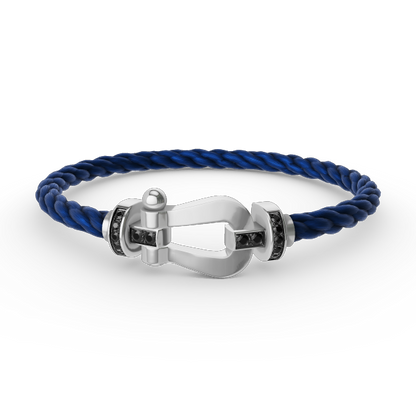 [Vera  Jewelry]FORCE LARGE HORSESHOE BLACK DIAMOND BRACELET SILVER