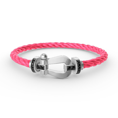 [Vera  Jewelry]FORCE LARGE HORSESHOE BLACK DIAMOND BRACELET SILVER