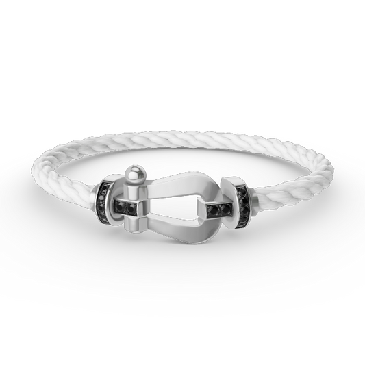 [Vera Jewelry]FORCE LARGE HORSESHOE BLACK DIAMOND BRACELET SILVER