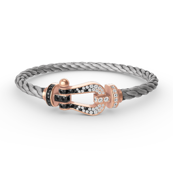 [Vera  Jewelry]FORCE LARGE HORSESHOE BLACK WHITE DIAMOND BRACELET ROSE GOLD