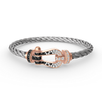 [Vera Jewelry]FORCE LARGE HORSESHOE BLACK WHITE DIAMOND BRACELET ROSE GOLD