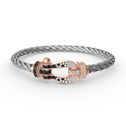[Vera Jewelry]FORCE LARGE HORSESHOE BLACK WHITE DIAMOND BRACELET ROSE GOLD