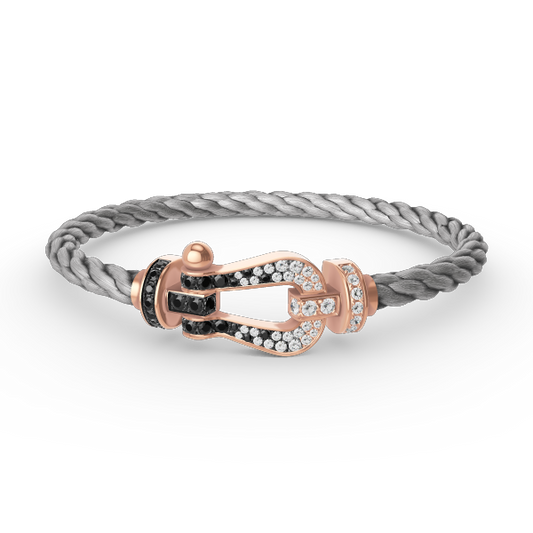 [Vera Jewelry]FORCE LARGE HORSESHOE BLACK WHITE DIAMOND BRACELET ROSE GOLD