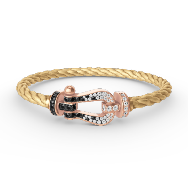 [Vera Jewelry]FORCE LARGE HORSESHOE BLACK WHITE DIAMOND BRACELET ROSE GOLD
