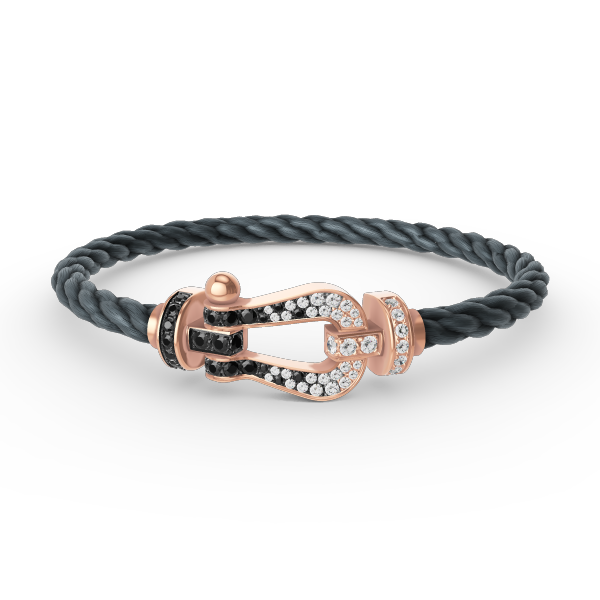 [Vera Jewelry]FORCE LARGE HORSESHOE BLACK WHITE DIAMOND BRACELET ROSE GOLD