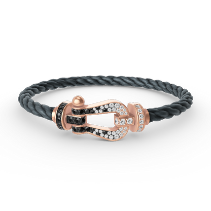 [Vera Jewelry]FORCE LARGE HORSESHOE BLACK WHITE DIAMOND BRACELET ROSE GOLD