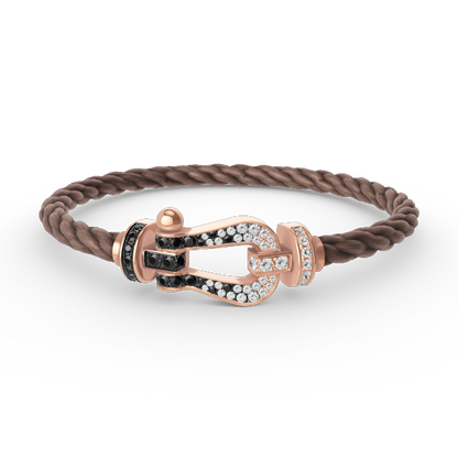 [Vera Jewelry]FORCE LARGE HORSESHOE BLACK WHITE DIAMOND BRACELET ROSE GOLD