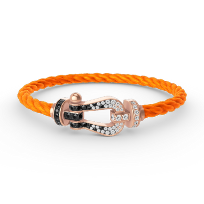 [Vera Jewelry]FORCE LARGE HORSESHOE BLACK WHITE DIAMOND BRACELET ROSE GOLD