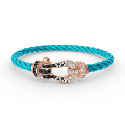 [Vera Jewelry]FORCE LARGE HORSESHOE BLACK WHITE DIAMOND BRACELET ROSE GOLD