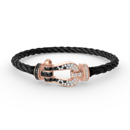 [Vera Jewelry]FORCE LARGE HORSESHOE BLACK WHITE DIAMOND BRACELET ROSE GOLD