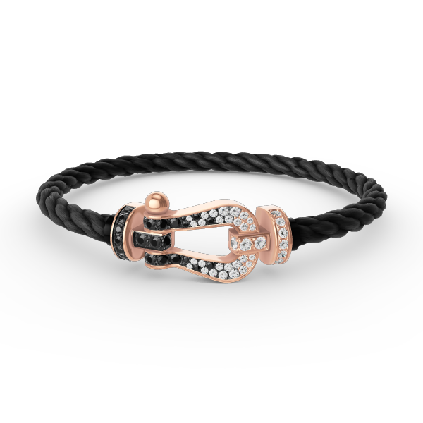 [Vera  Jewelry]FORCE LARGE HORSESHOE BLACK WHITE DIAMOND BRACELET ROSE GOLD