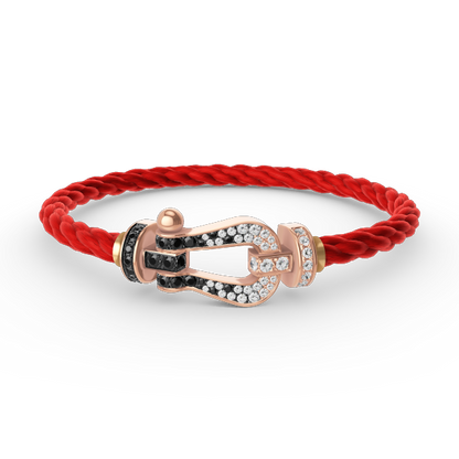 [Vera  Jewelry]FORCE LARGE HORSESHOE BLACK WHITE DIAMOND BRACELET ROSE GOLD