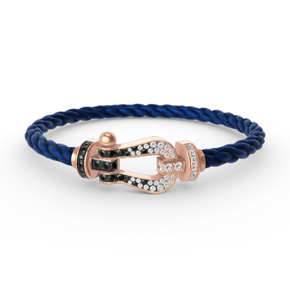 [Vera Jewelry]FORCE LARGE HORSESHOE BLACK WHITE DIAMOND BRACELET ROSE GOLD