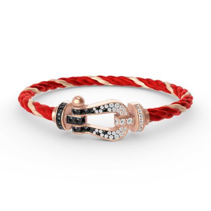 [Vera Jewelry]FORCE LARGE HORSESHOE BLACK WHITE DIAMOND BRACELET ROSE GOLD