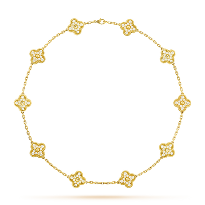 [Vera  Jewelry]CLOVER 10 MOTIFS DIAMOND NECKLACE