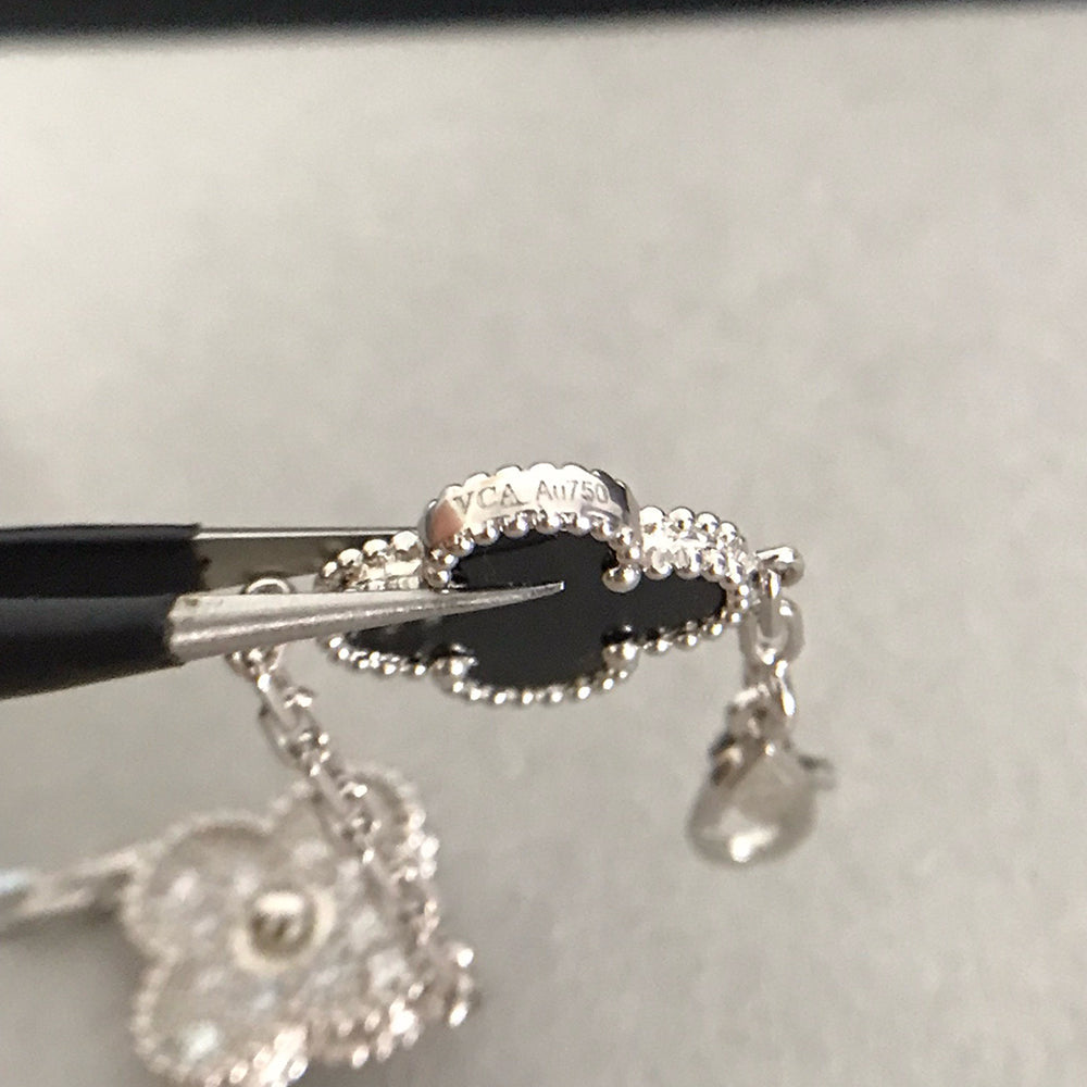 [Vera  Jewelry]LUCKY CLOVER 5-MOTIF BRACELET - BLACK OXNY COLLECTION