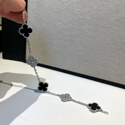 [Vera  Jewelry]LUCKY CLOVER 5-MOTIF BRACELET - BLACK OXNY COLLECTION