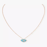 [Vera Jewelry]Lucky Eye Diamond Necklace in Rose Gold and Turquoise