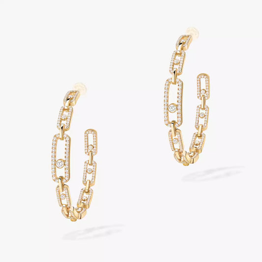 [[Vera Jewelry]Move Link Diamond Hoop Earrings