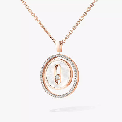 [Vera Jewelry]Lucky Move Diamond Necklace in Rose Gold and White Mother-of-Pearl