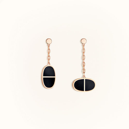 [Vera  Jewelry]CHAINE VERSO BLACK CERAMIC EARRINGS