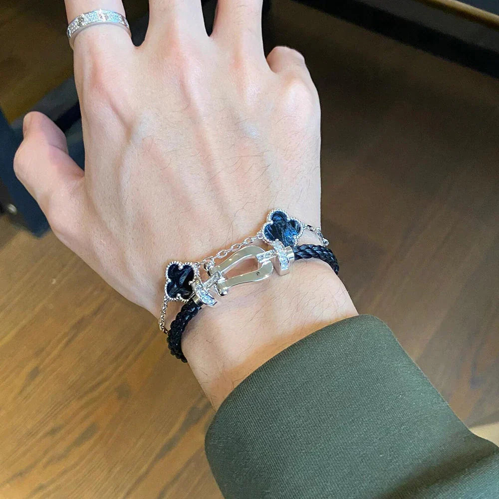 [Vera  Jewelry]LUCKY CLOVER 5-MOTIF BRACELET - PIETERSITE COLLECTION
