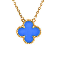 [Vera Jewelry]CLOVER 15MM BLUE AGATE NECKLACE