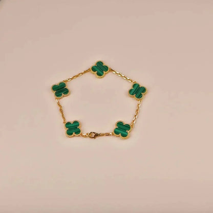 [Vera Jewelry] クローバー 5モチーフ マラカイト ブレスレット コレクション