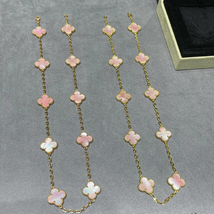 [Vera Jewelry]CLOVER 10 MOTIFS PINK MOP NECKLACE