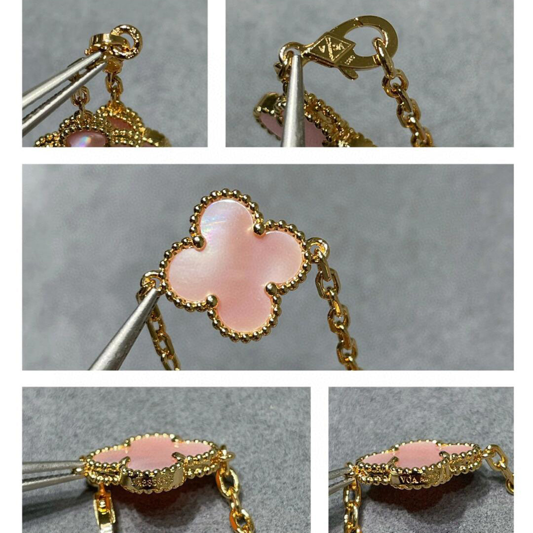 [Vera Jewelry]CLOVER 10 MOTIFS PINK MOP NECKLACE