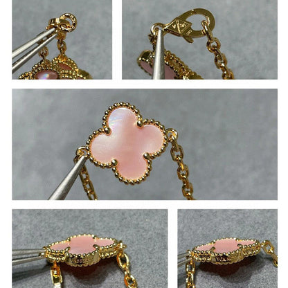 [Vera Jewelry]CLOVER 10 MOTIFS PINK MOP NECKLACE