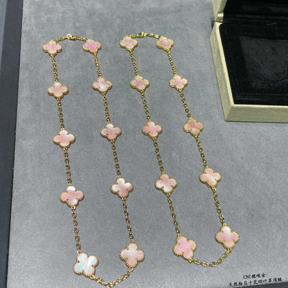 [Vera Jewelry]CLOVER 10 MOTIFS PINK MOP NECKLACE